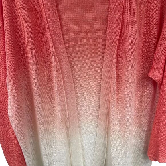 Chico's Sz 3 Orange Ombre Knit Cardigan XL 100% Linen Cottage Boho Lagenlook - Picture 2 of 5